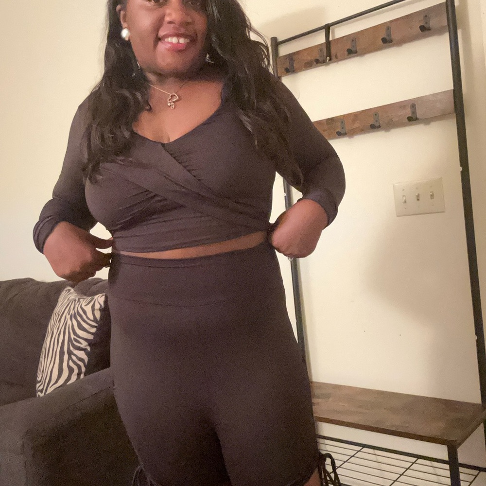 Chic Black Wrap Top and Shorts Set